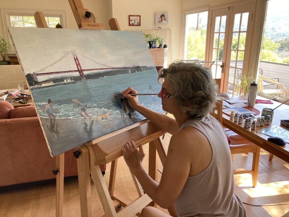 Me painting in my livingroom/art studio