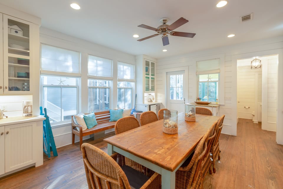 Kitchen view showing powder room entrance