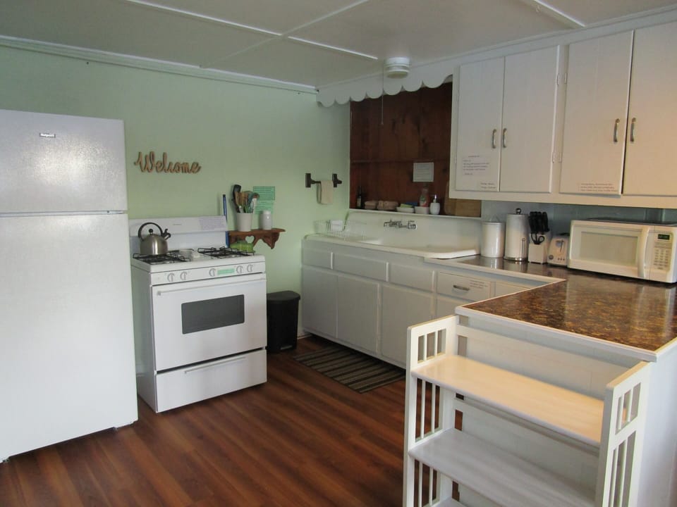 Prepare meals in the fully equipped kitchen.