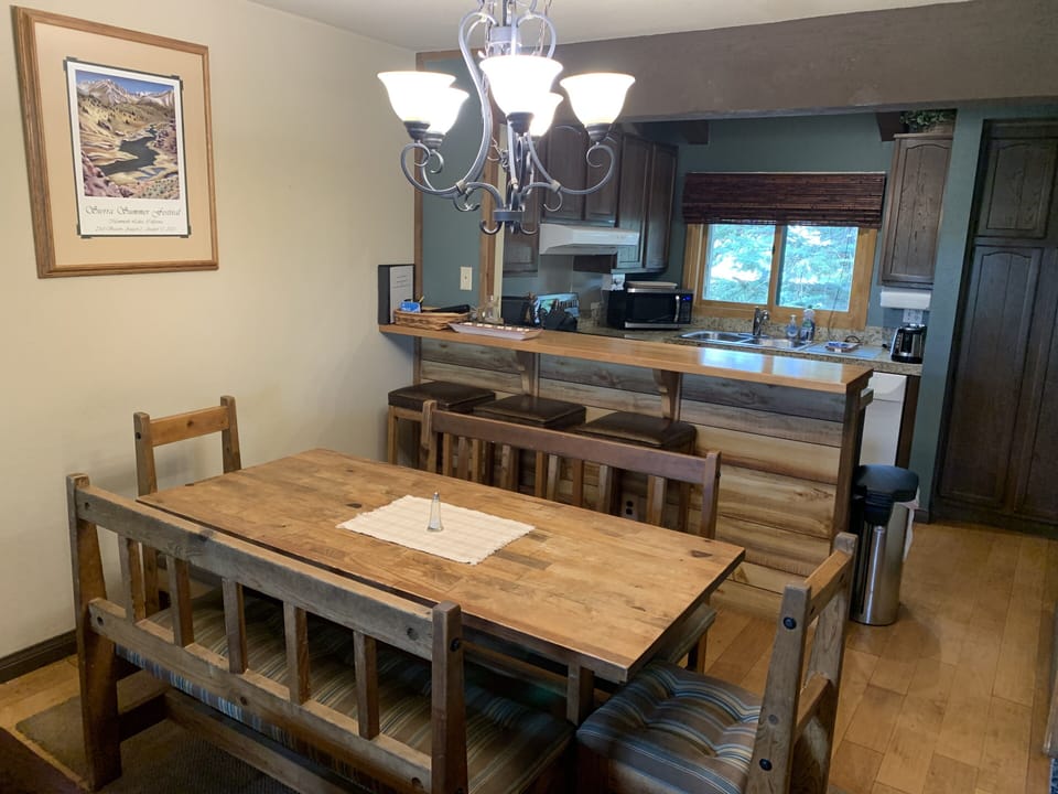 Dining table easily accommodates 8. 