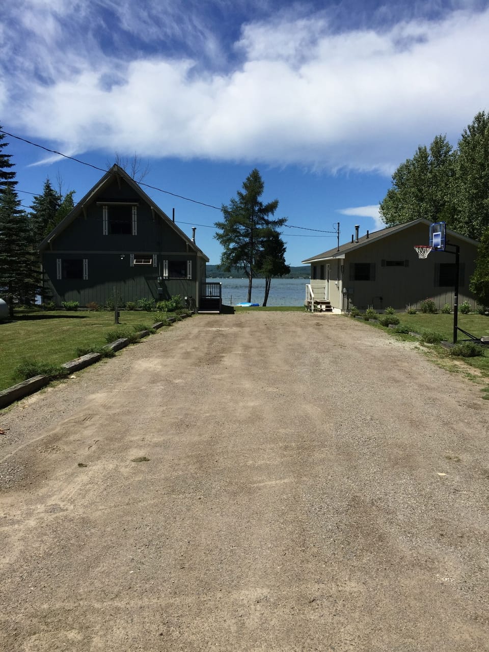 shared driveway with basketball hoop