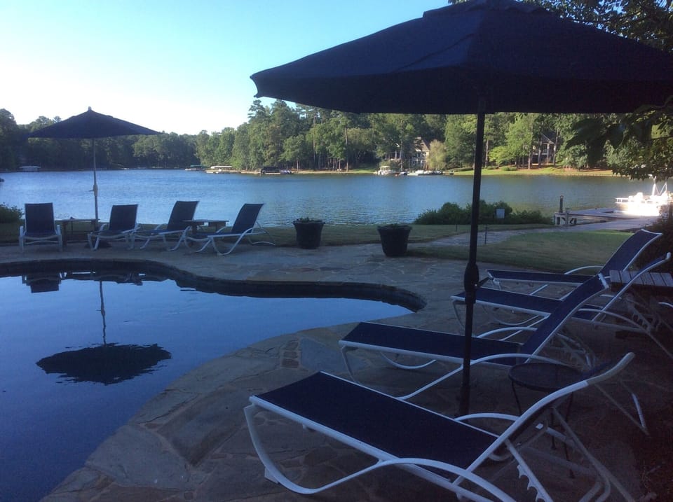 With over 500 feet of Lakefront, the views from the pebble pool are stunning !