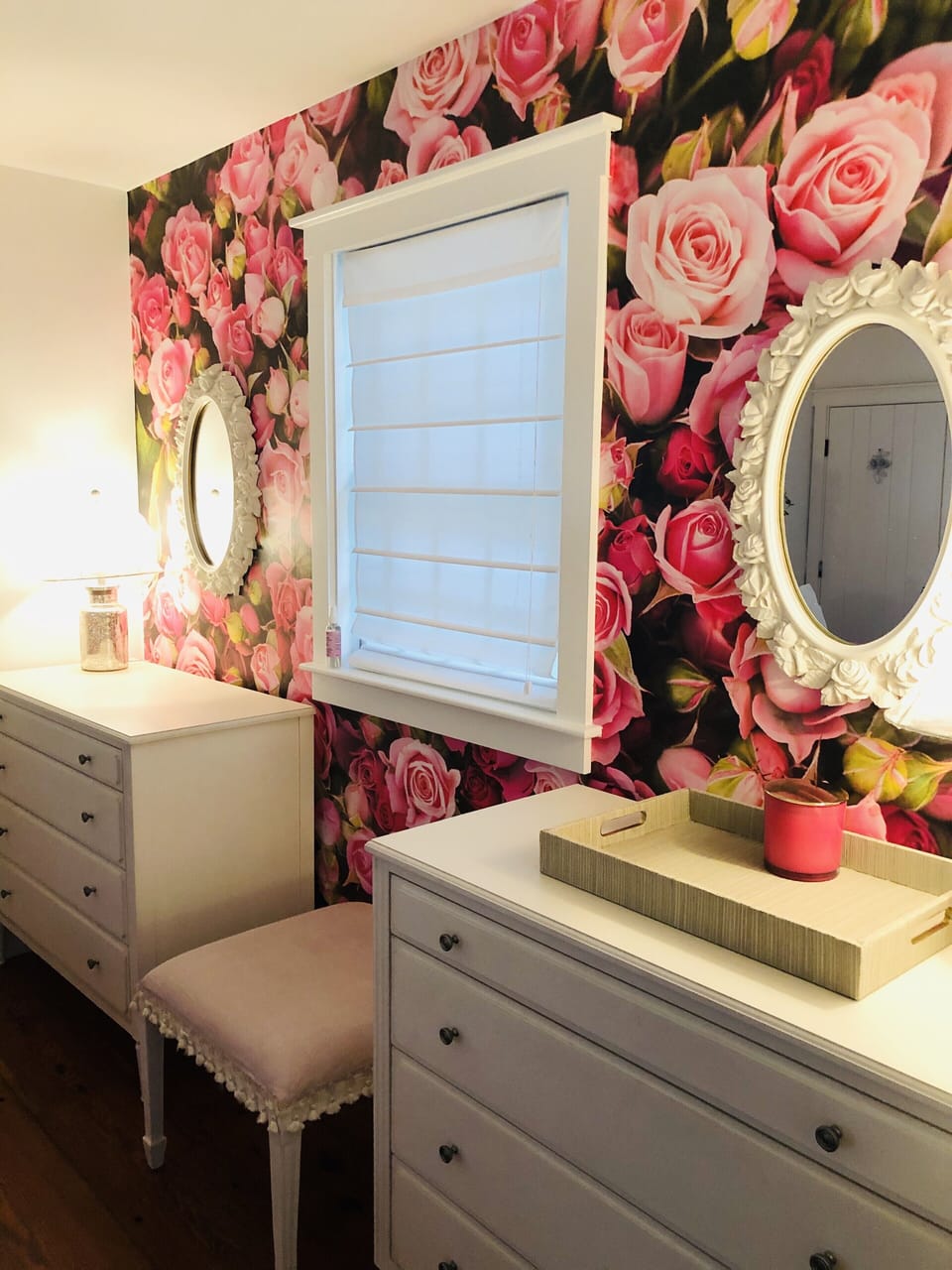 Fun mural inspired by the famous rose covered cottage down the road in Sconset