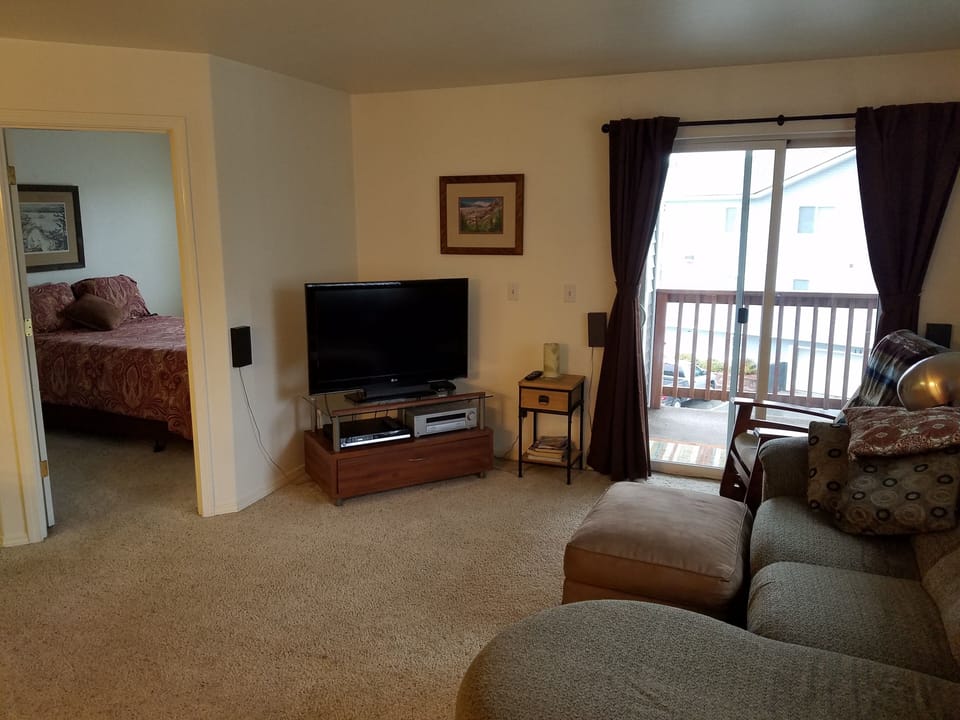 Living Room with guest room on left