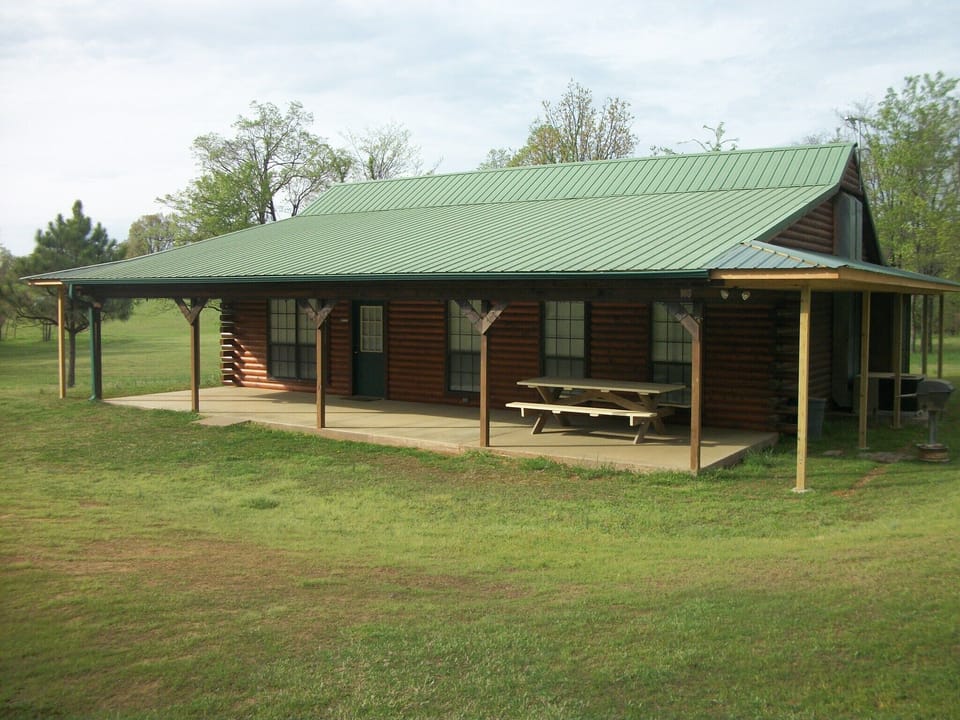 Picnic table on front porch