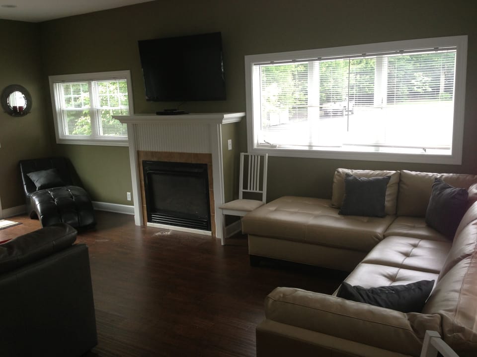 FIREPLACE / SECOND LEATHER COUCH