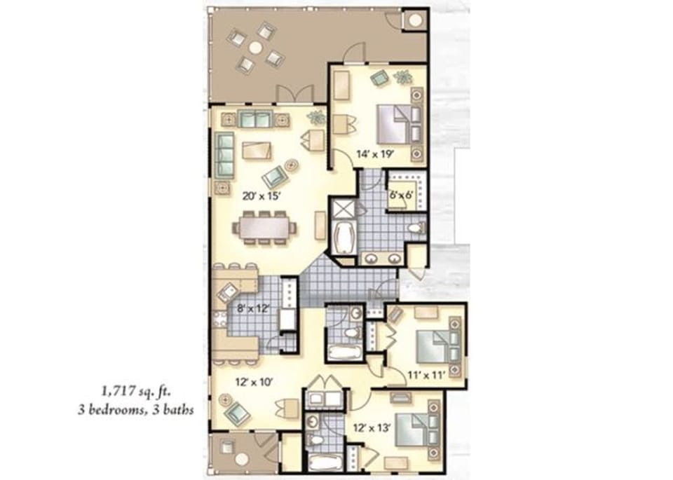 Floor plan of Sunset Retreat.