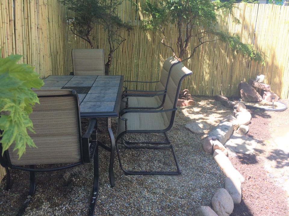 Not ready to be stuck inside? Outdoor patio  and additional bistro tables seat 8
