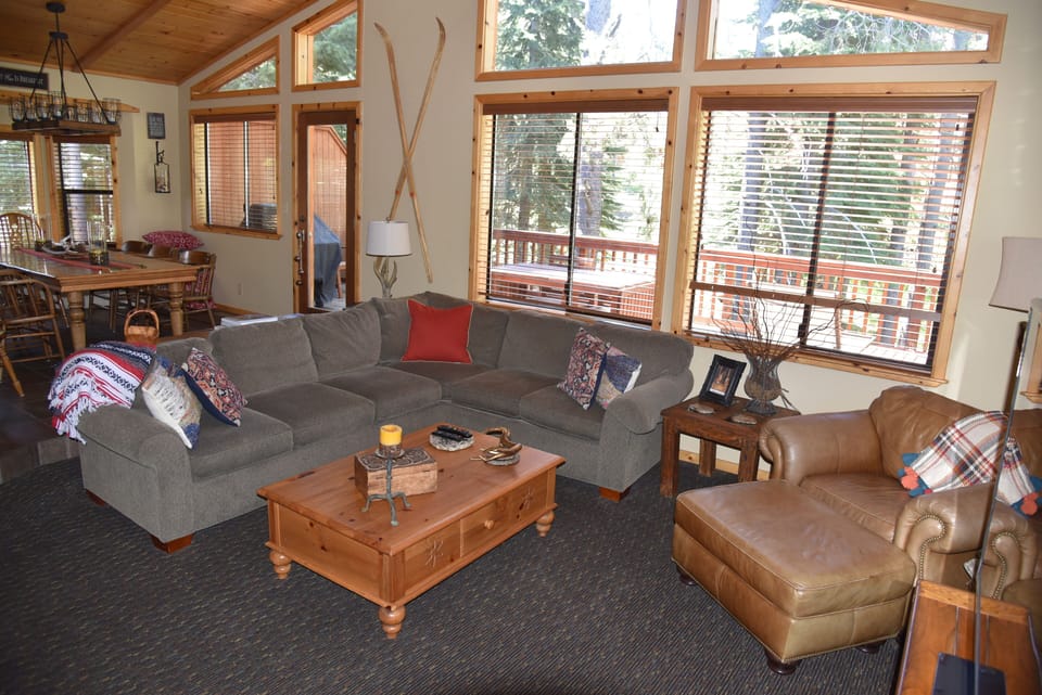 view from the living room to the back deck