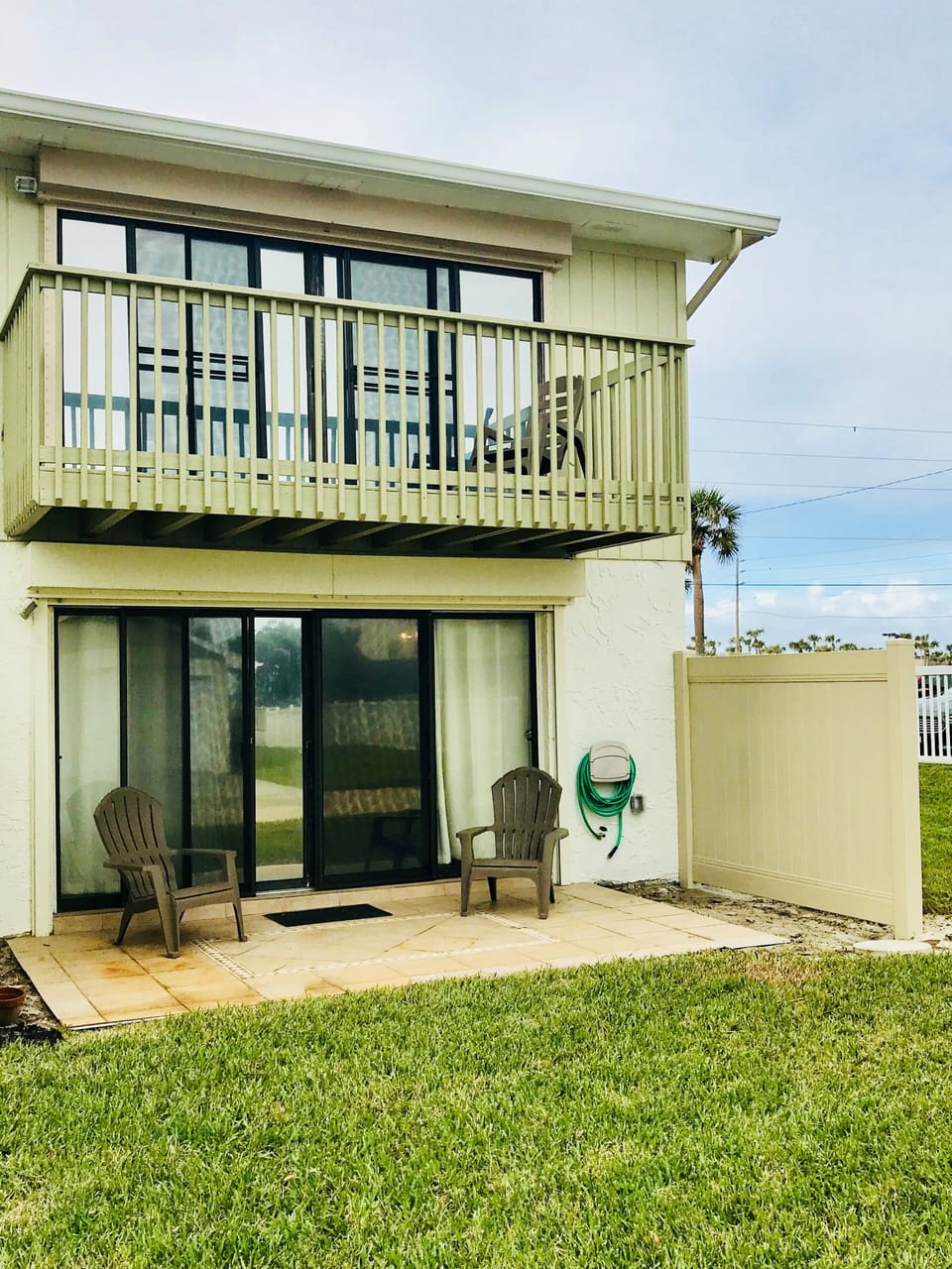 Balcony off of master and patio off of living room 