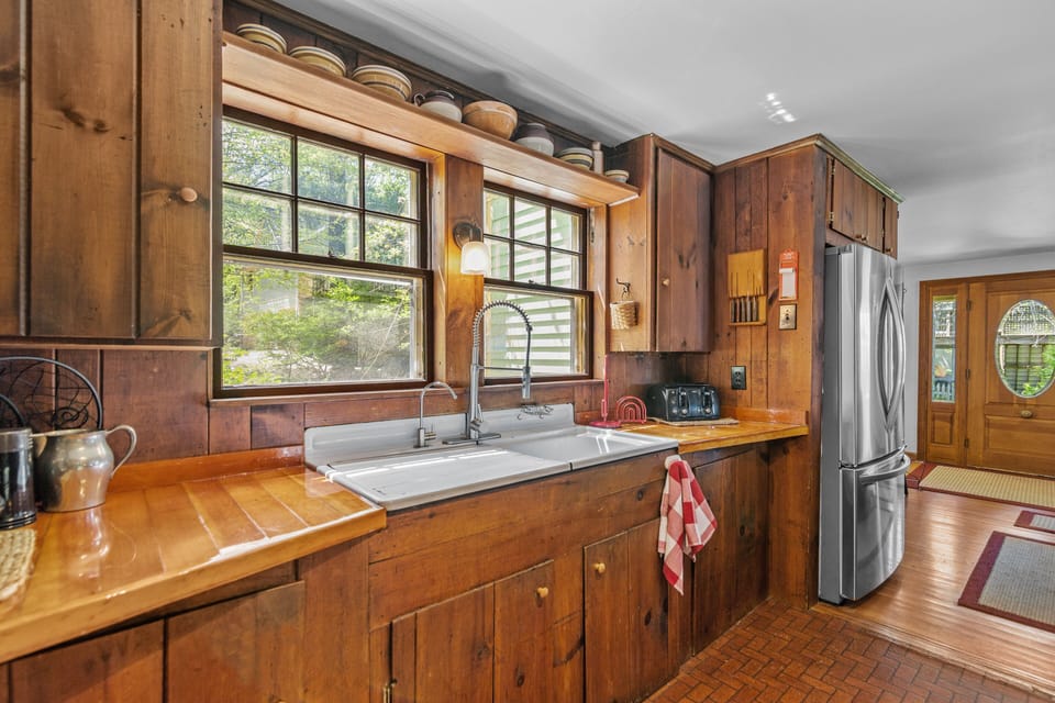 Kitchen with main entry door to the house