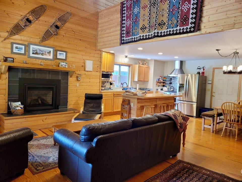 Open living, dining and kitchen area. 
