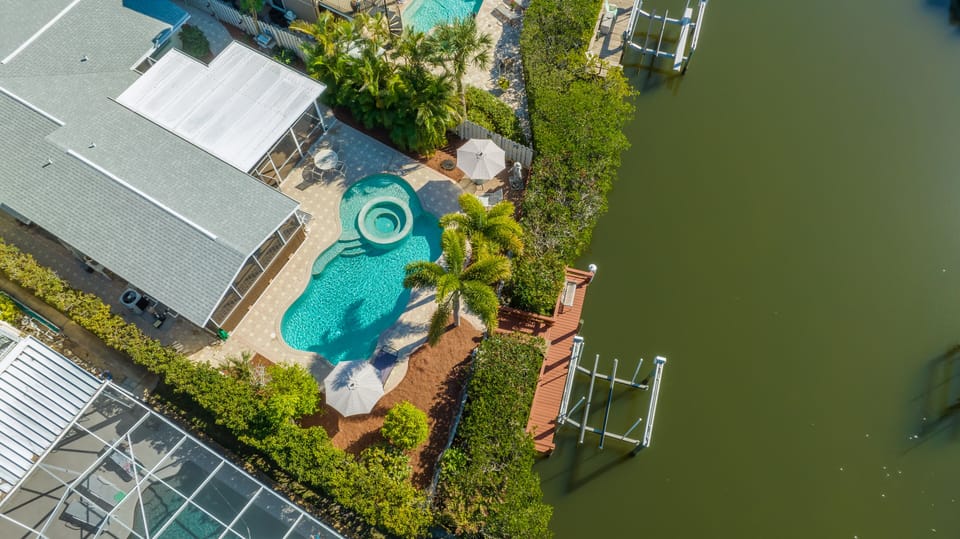 Drone view from above house