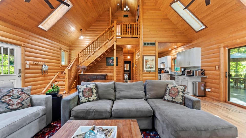 Great room with vaulted ceilings and rustic charm