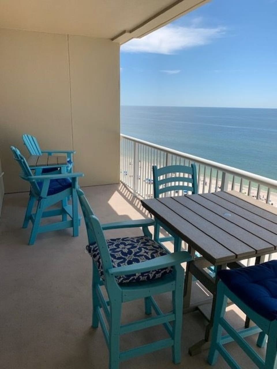 Balcony overlooking the Gulf.  New Balcony Furniture!
