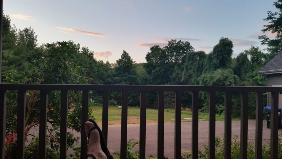 view from the front porch at sunset