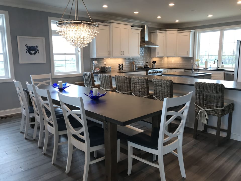 Dining room, breakfast bar and kitchen