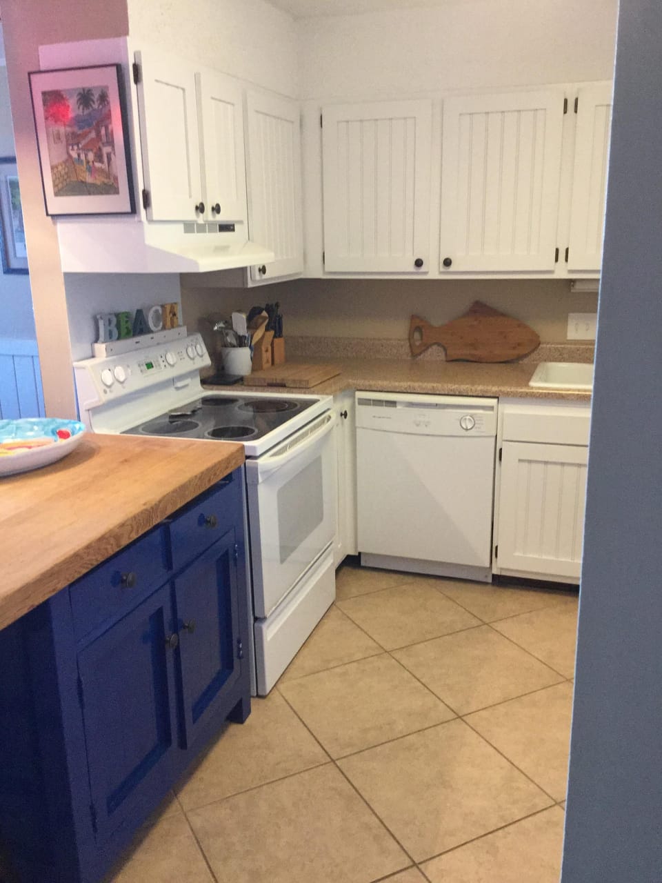 Fully stocked kitchen.  Every thing you will need to cook in if you choose to.