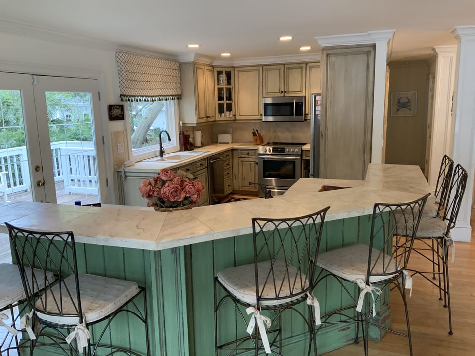 Kitchen and island