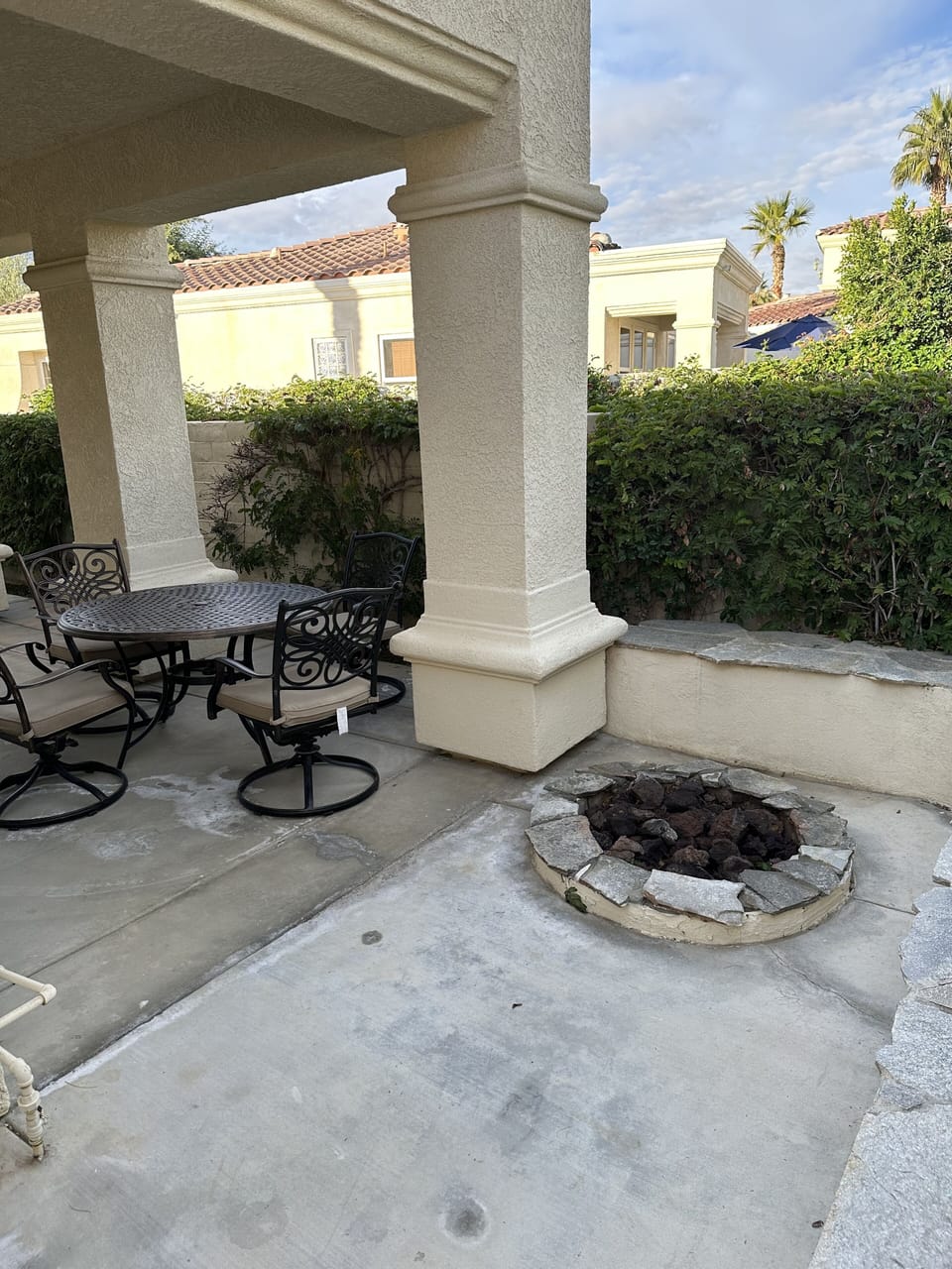 The firepit, and BBQ not seen it is behind where Photo was taken.
