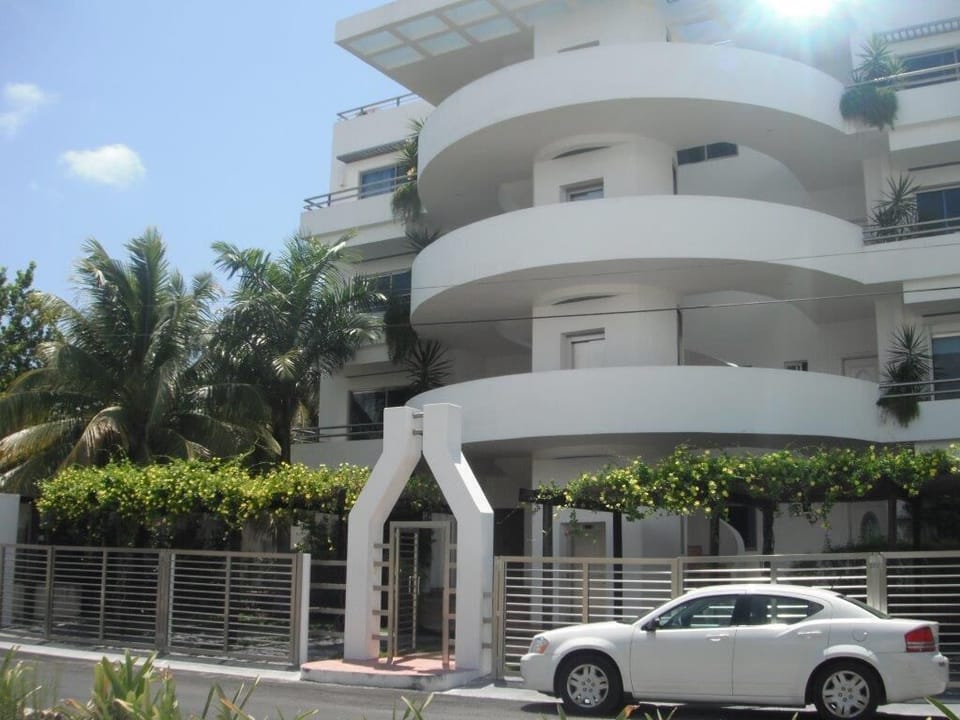 Street Side Entrance to Ocean Homes.  Elevator is in center of Stairway.