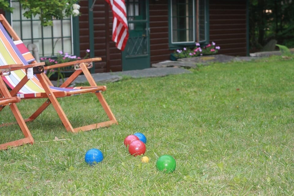 Bocce ball on front lawn