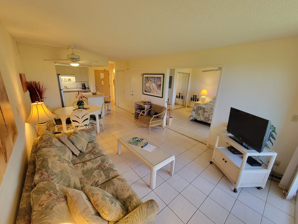 Living area is spacious enough to accommodate 4 guests