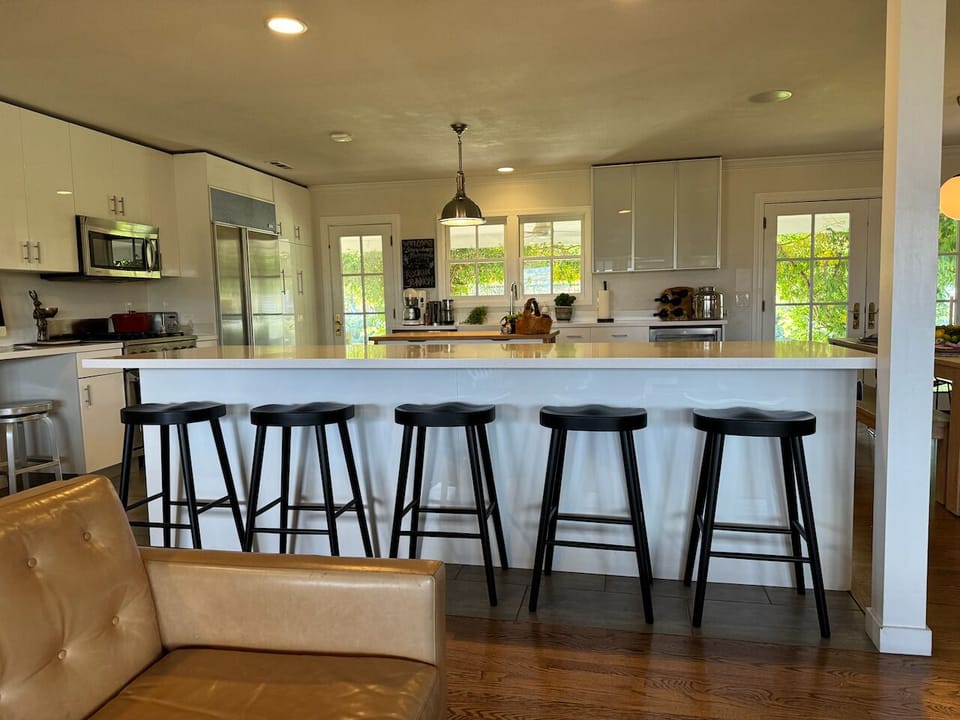 Bar stools and kitchen
