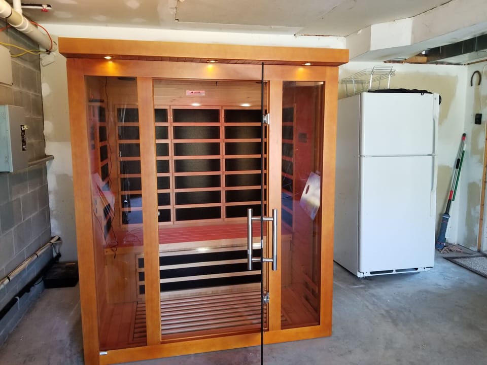 2 person sauna in the garage. 