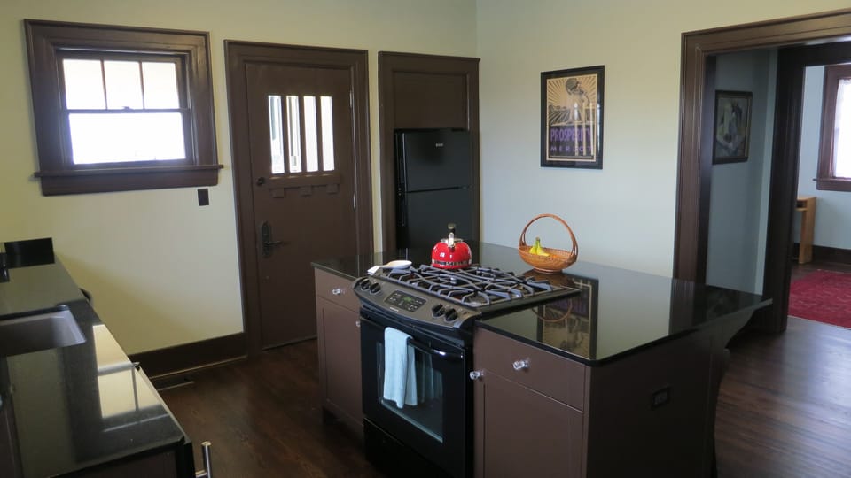 Kitchen (View #2 - island, fridge and backdoor)