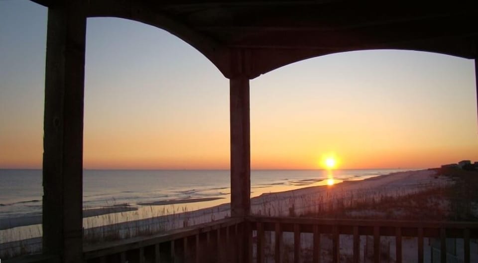 Sunset from 2nd Floor Beach Balcony (Winter Sunset)