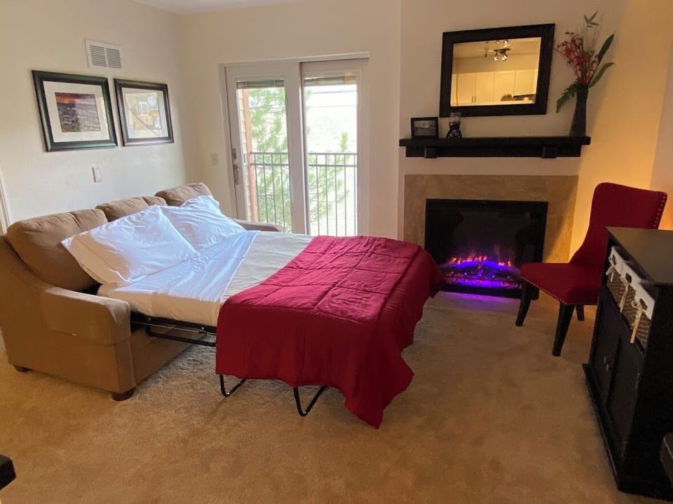 The sleeper sofa is comfortable for 2 small children, or 1 adult.