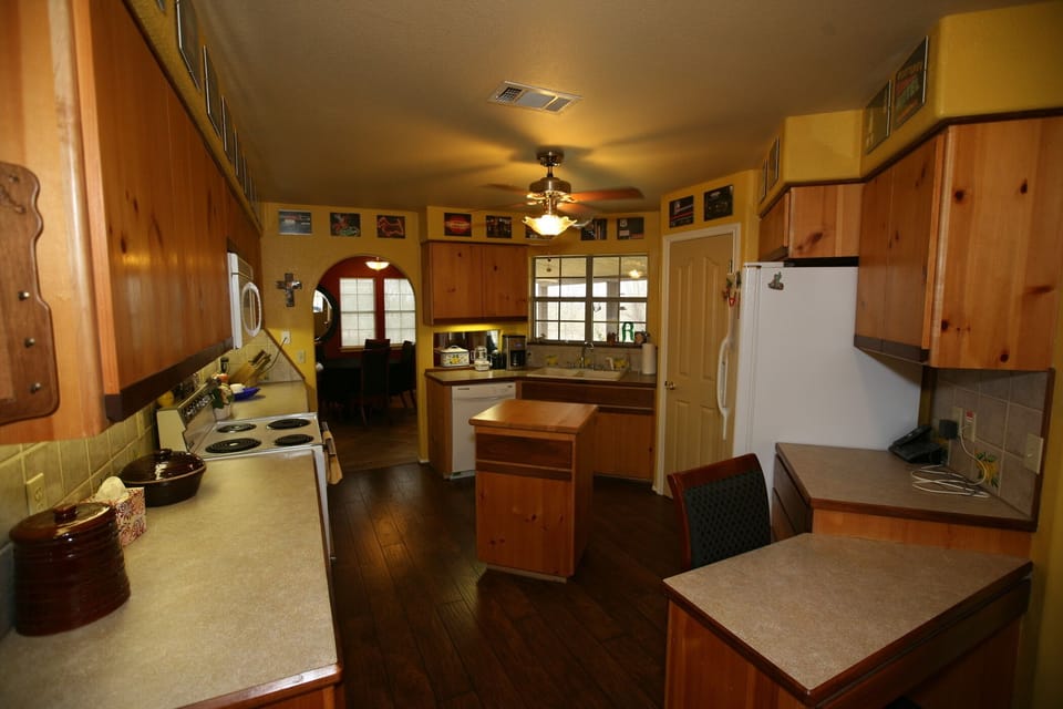 Large kitchen includes full size refrigerator, dishwasher, stove, &
microwave