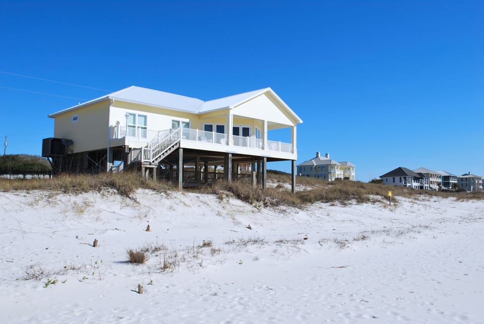 View of Mainstay Cottage from the beach
