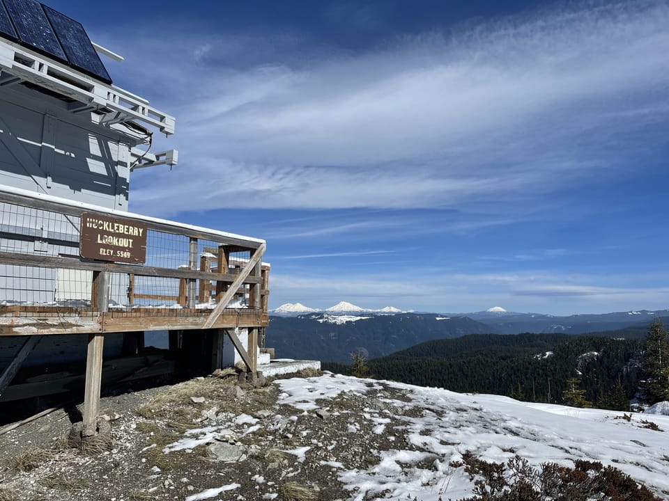 Huckleberry Lookout, accessible from November to June. Active lookout in summer.