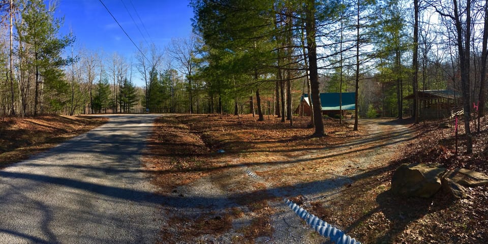 Driveway and circular drive.