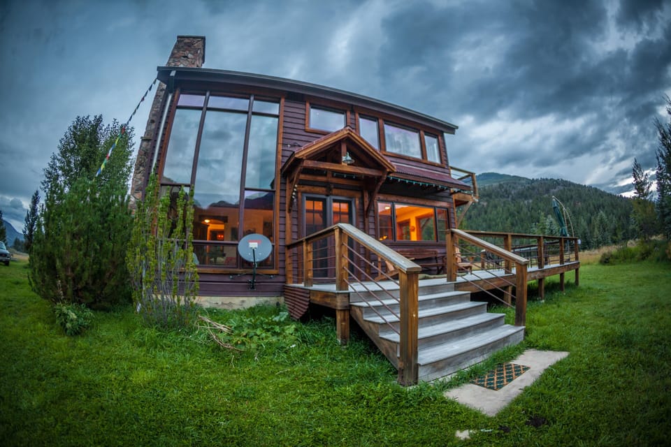 European Mountain Chalet with wrap around deck.

