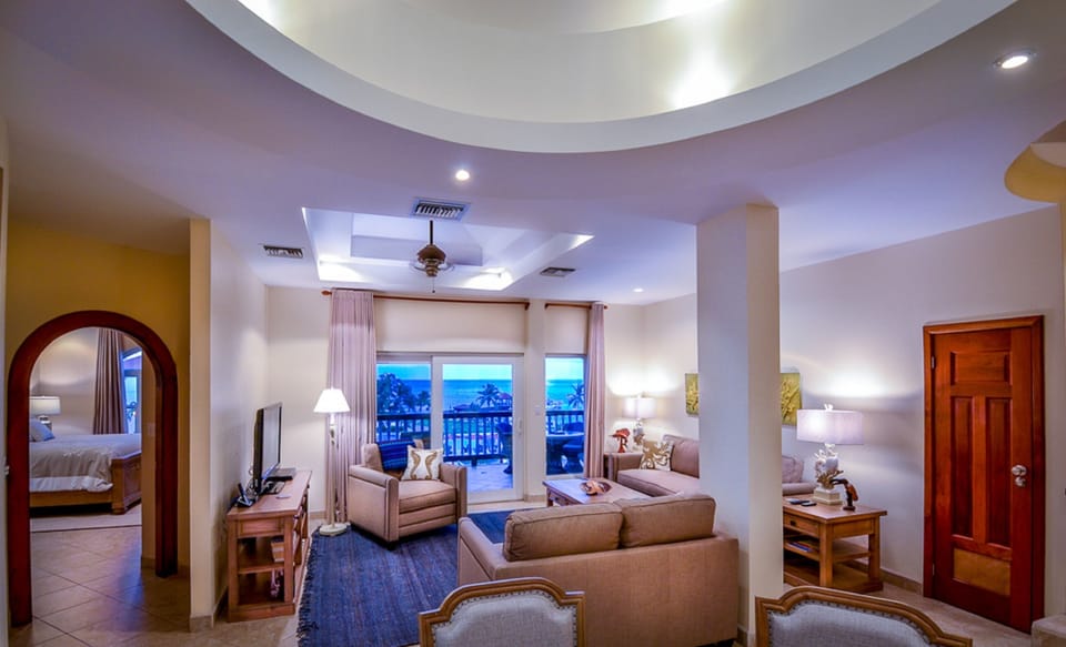 Unit F9 - Large Living Room & balcony with ocean view. 3rd-floor Master on left.