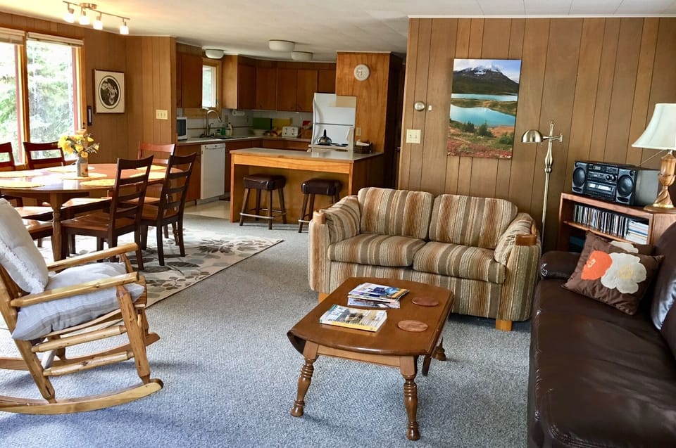 View of dining area and kitchen from the living room