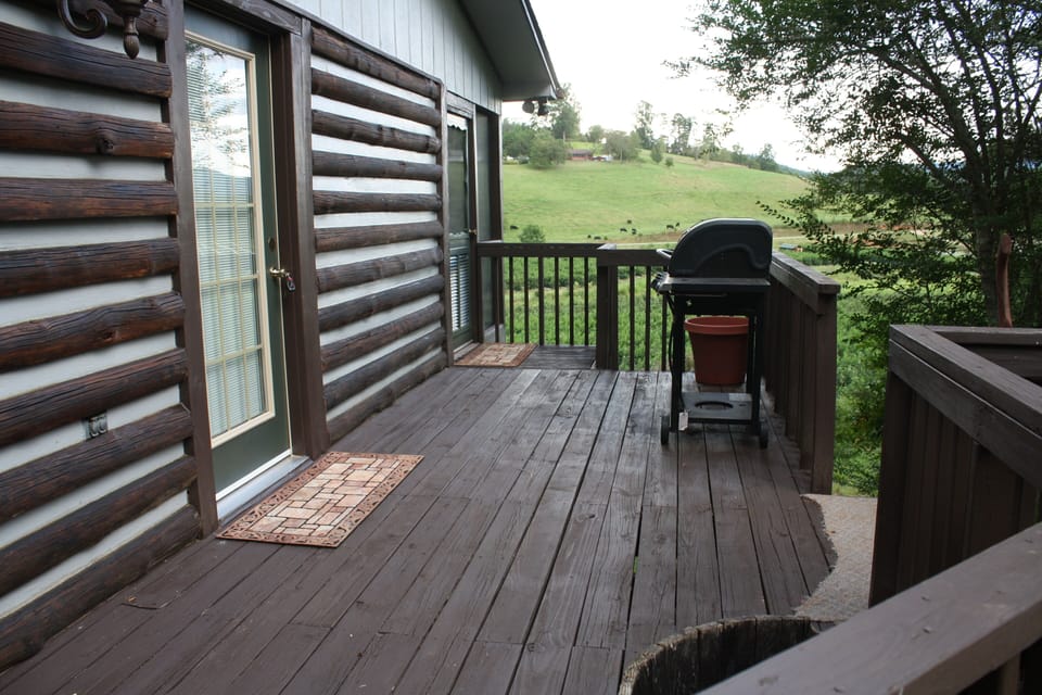 Cabin entrance on open deck. 