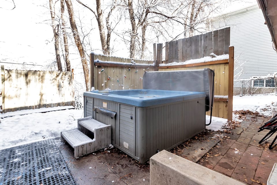 Hot tub area outside basement door