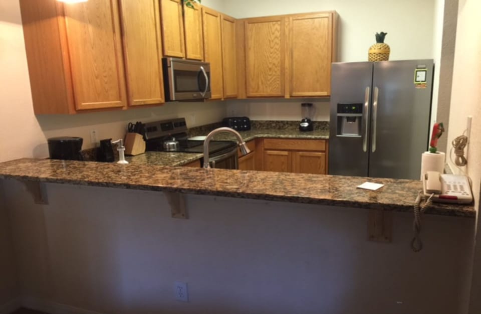 View of kitchen from living room