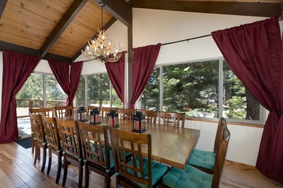 Long dinning table seats 14