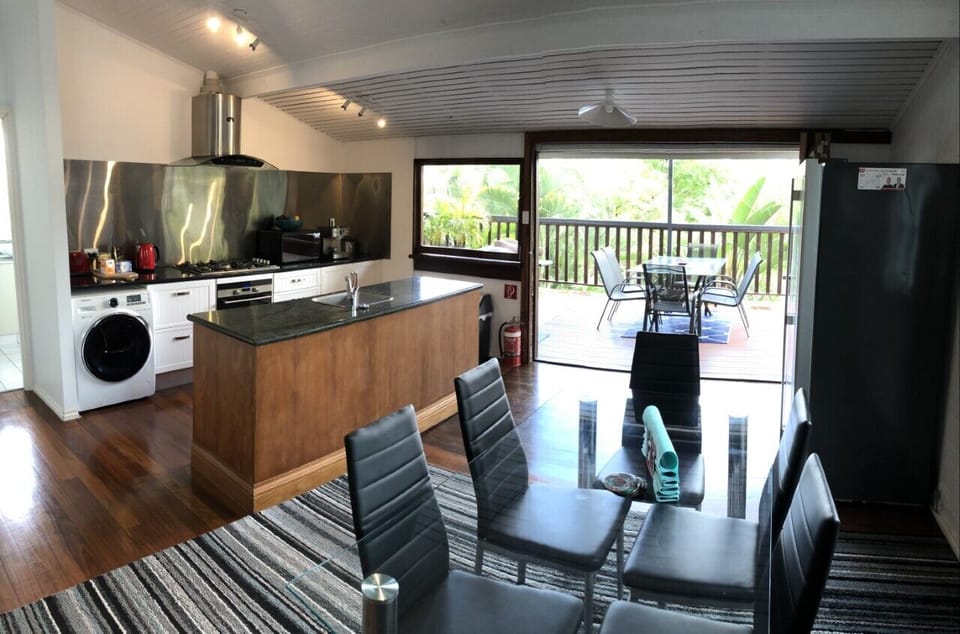 Dine inside or outside on the deck 