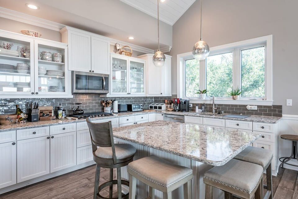 One of the highlights of the house is a large kitchen with an oversized kitchen island.