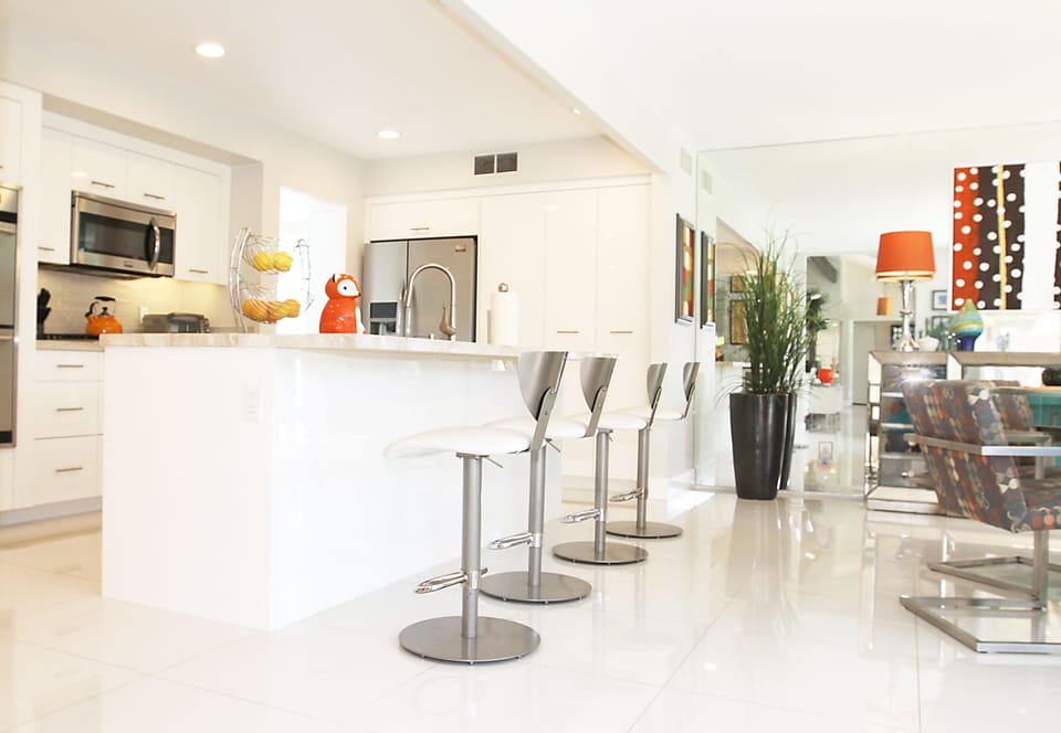 Kitchen island with four bar stools
