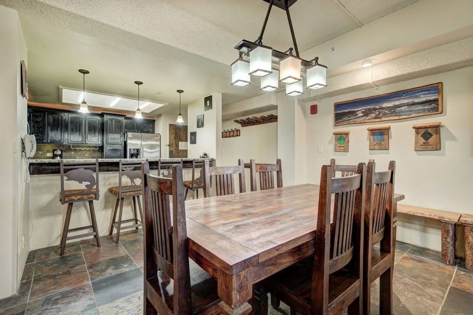 Dining area seats 6-8 comfortably