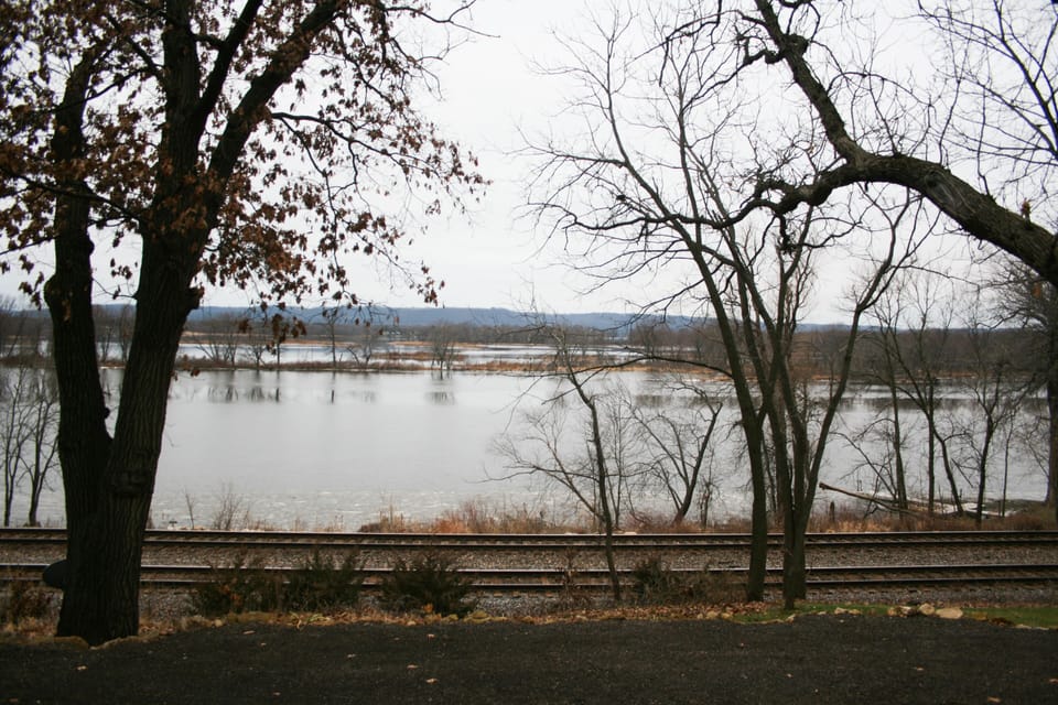Mississippi backwaters; excellent water activities and eagle watching.