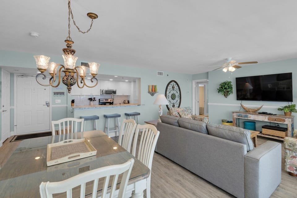 Dining area and living room