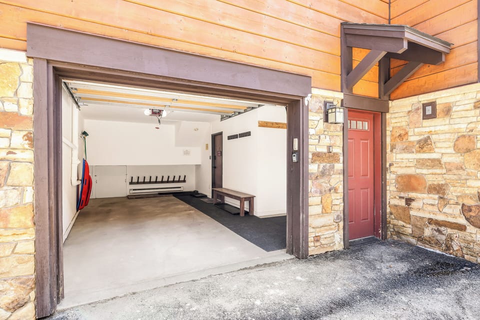 Townhome has attached an heated garage.  Fits SUVs, skis, bikes, and gear.